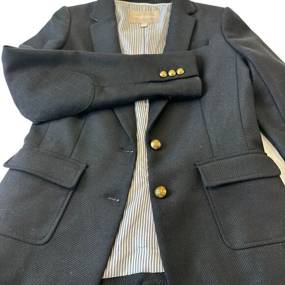 Banana Republic Black Wool Herringbone Elbow Patches Preppy Tailored H Jacket 2 - Picture 5 of 13